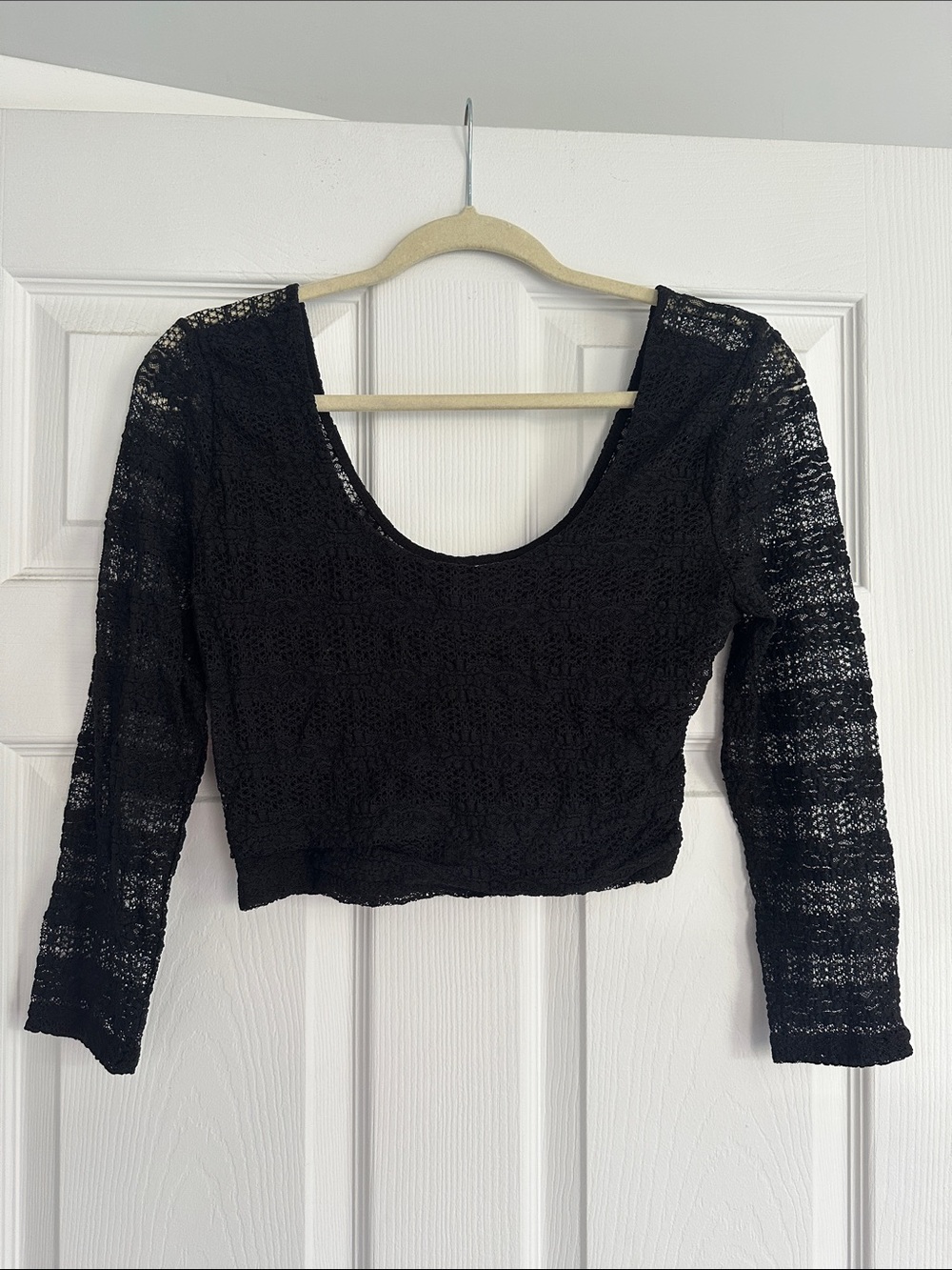 Pins & Needles Black Lace Scoop Crop Top